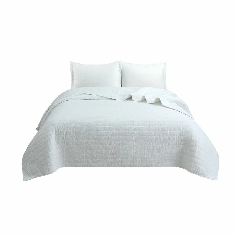 MarCielo 3 PCS 100% Cotton Oversized Bedspread Set Stitching White 1 MarCielo 3 PCS 100% Cotton Oversized Bedspread Set Stitching White