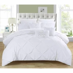Chic Home 8 Piece Zita Pinch Pleated Ruffled & Pleated Complete Bed Comforter Set,