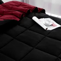QuikFurn Traditional Microfiber Reversible 3 Piece Comforter Set Black,Maroon -Bed Linings Sales 2024 08ada855463c4d3ca6bd65f056245d57
