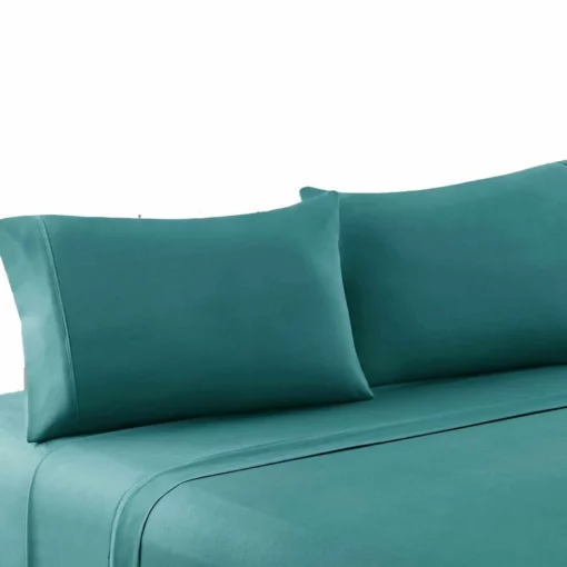 Bezons 4 Piece King Size Microfiber Sheet Set With 1800 Thread Count, Teal Blue-Benzara -Bed Linings Sales 2024 09fe3c39e52247ddb5f9fa92bf195b0a