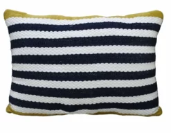 Striped Blue Decorative Outdoor Pillow 14"x20"
