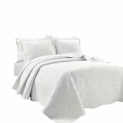 Medallion Scallop Bedspread 5Pc Set White