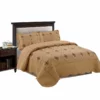 MarCielo 3 Piece Quilted Embroidery Quilts Bedspreads Set Emma Gold