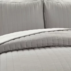 Soft Stripe All Season Quilt/Coverlet 3Pc Set Light Gray/White -Bed Linings Sales 2024 0d148e4739e1426980ba252602889651