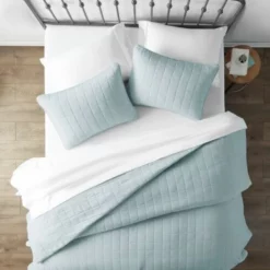 QuikFurn 2 Piece Microfiber Farmhouse Coverlet Bedspread Set Light Blue -Bed Linings Sales 2024 0d5f60c9520941a685392de26d8cdabb 1