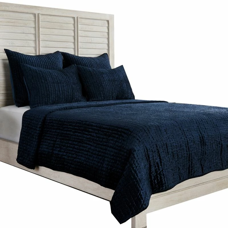 Lipa 96 X 108 Handmade King Quilt With Polyfill And Cotton Binding-Benzara Blue 1 Lipa 96 X 108 Handmade King Quilt With Polyfill And Cotton Binding-Benzara Blue