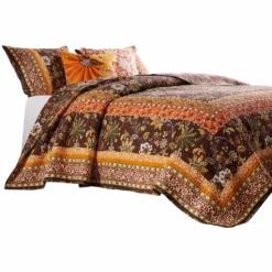 Dill Quilt Set, Bohemian, Jacobean Floral Print, Brown, Orange-Benzara Brown And Orange 7 Dill Quilt Set, Bohemian, Jacobean Floral Print, Brown, Orange-Benzara Brown And Orange -Bed Linings Sales 2024 117f938d75b74fedb3c41fbccf491acd