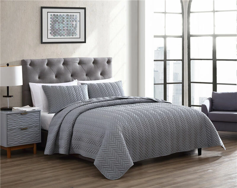 Birch 3 Piece King Quilt Set Gray Gray 3 Birch 3 Piece King Quilt Set Gray Gray - Image 3