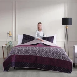 Bebejan Cordon Purple 100% Cotton 230 Thread Count 3-Piece Reversible Quilt Set. Purple 15 Bebejan Cordon Purple 100% Cotton 230 Thread Count 3-Piece Reversible Quilt Set. Purple -Bed Linings Sales 2024 157c988bb2044533bccb5e37e4c34352