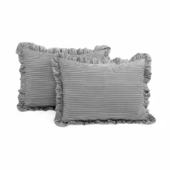 Reyna Stripe Ruffle Soft Reversible Oversized Comforter 3-Pc Set Gray/White -Bed Linings Sales 2024 19058b4f932348d8be0b80ddcb84f2de