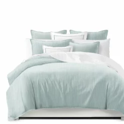 6ix Tailors Fine Linens Crown Stripe Glacier Comforter Set Glacier