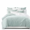 6ix Tailors Fine Linens Crown Stripe Glacier Coverlet Set Glacier