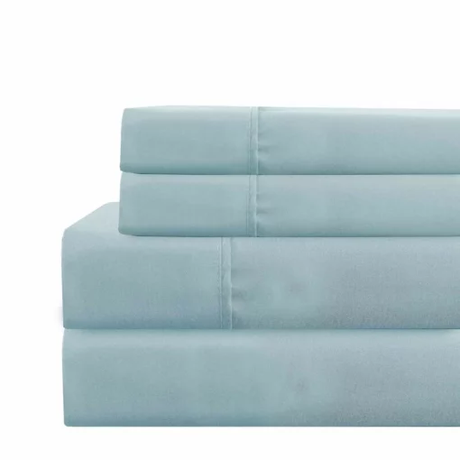 Lanester 4 Piece Deep Pocket California King Size Sheet Set The Urban Port, Aqua Blue-Benzara -Bed Linings Sales 2024 1b3e75052e85433cbb70dc587f295a64