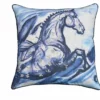 Embroidered 18"x18" Blue Decorative Pillow (Horse)