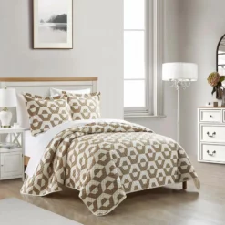 Chic Home Arthur 5 Piece Quilt Set Contemporary Geometric Hexagon Pattern Print Design Bed In A Bag Bedding Twin XL Beige Beige -Bed Linings Sales 2024 1eeb0d50bba9415dbcc9b36977ecc9cc