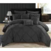 Chic Home 8 Piece Zita Pinch Pleated, Ruffled & Pleated Complete Twin BedBag Comforter Set With Sheets Set & Deocrative Pillows