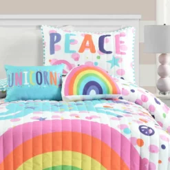 Unicorn Rainbow Quilt 4Pc Set White/Multi -Bed Linings Sales 2024 1f818ba770244f2794df3e0cb7462c64