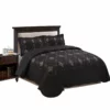 MarCielo 3 Piece Quilted Embroidery Quilts Bedspreads Set Emma Black
