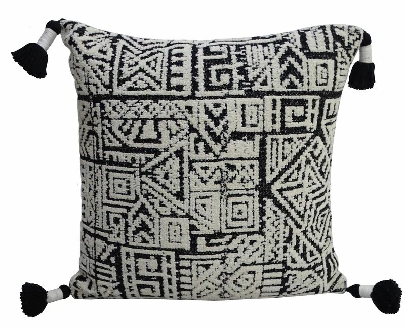 20" X 20" Throw Pillow With Tassels For Decoration 1 20" X 20" Throw Pillow With Tassels For Decoration