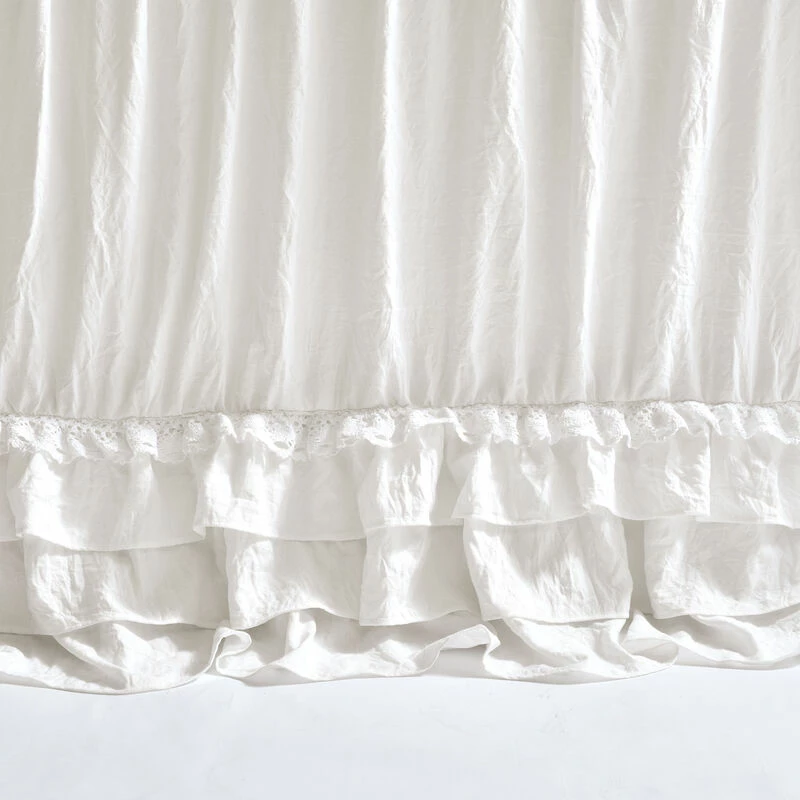 Ella Ruffle Lace Bedspread 3Pc Set White 3 Ella Ruffle Lace Bedspread 3Pc Set White - Image 3