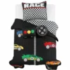 Racing Cars Quilt 4Pc Set Black/Multi