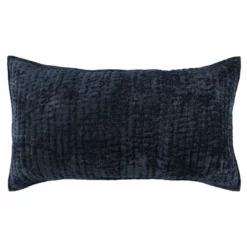 Lipa 20 X 36 Hand Stitched Lumbar King Pillow Sham, Rayon Velvet-Benzara Blue