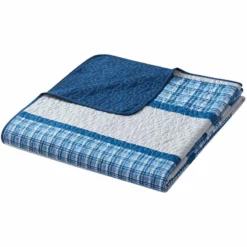 Legacy Decor 3 PCS Quilt Reversible Bedspread Coverlet Patchwork Design Ultra Soft Microfiber Oversized Full Size Blue -Bed Linings Sales 2024 31f58e73ff7b4eb5ae790741564c7e97