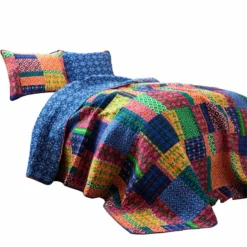 Misha Quilt 3Pc Set Fuchsia/Navy