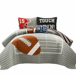 Football Reversible Oversized Kids Bedding Set Gray/Black