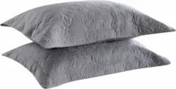 MarCielo 2 Piece Embroidery Pillow Shams Gray