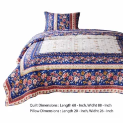 Loir 2 Piece Twin Quilt Set With Floral Print, Multicolor-Benzara -Bed Linings Sales 2024 3468bc26ab6440b9a730959b4f66d40f
