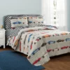 Race Cars Soft Reversible Oversized Quilt 5Pc Set Blue/Orange