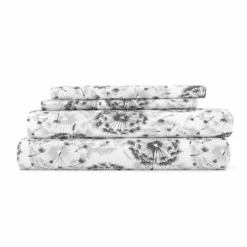 Garden Farmhouse Prints Soft Bed Sheet Set Make A Wish Light Gray