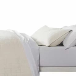 QuikFurn 3 Piece Microfiber Farmhouse Coverlet Bedspread Set Ivory