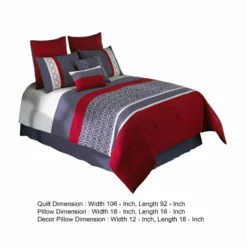 8 Piece King Comforter Set With Printed Trellis Pattern, Red-Benzara -Bed Linings Sales 2024 3591789f6ce2467aaafee43e26076b6c