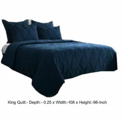 Hara Hand Quilted Flax Linen Quilt Polyester Fill, Midnight Blue-Benzara Blue -Bed Linings Sales 2024 37b4b91ab6cf483cbea20870df5c0fe9