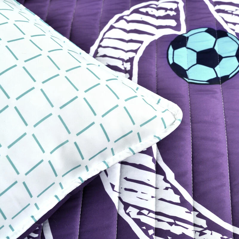 Girls Soccer Kick Quilt 5Pc Set Purple 6 Girls Soccer Kick Quilt 5Pc Set Purple - Image 6