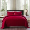 MarCielo 3 Piece Lightweight Bedspread Quilt Set Leaf Burgundy