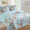 3-Piece Cotton Blend Reversible Quilt Set Blue