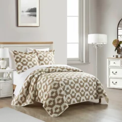 Chic Home Arthur 2 Piece Quilt Set Contemporary Geometric Hexagon Pattern Print Design Bedding Beige Beige -Bed Linings Sales 2024 3ca2979f0b884c8d82b90d4da12abefe