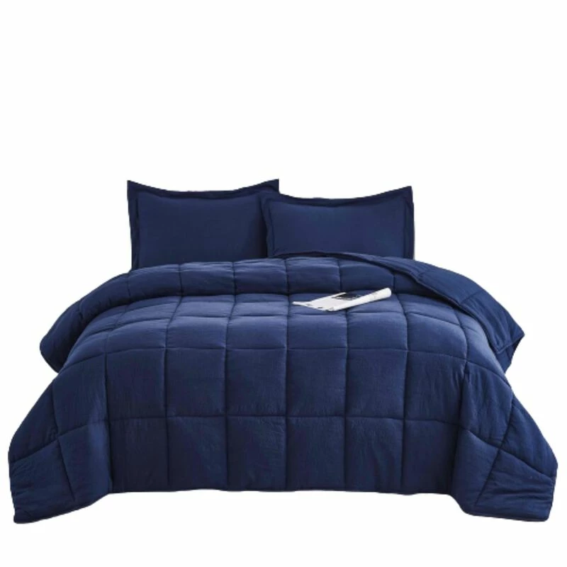 QuikFurn 3 Piece Microfiber Reversible Comforter Set Navy,Blue 1 QuikFurn 3 Piece Microfiber Reversible Comforter Set Navy,Blue