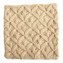 Nearly Natural 18-in Boho Diamond Woven Macrame Decorative Pillow Cover