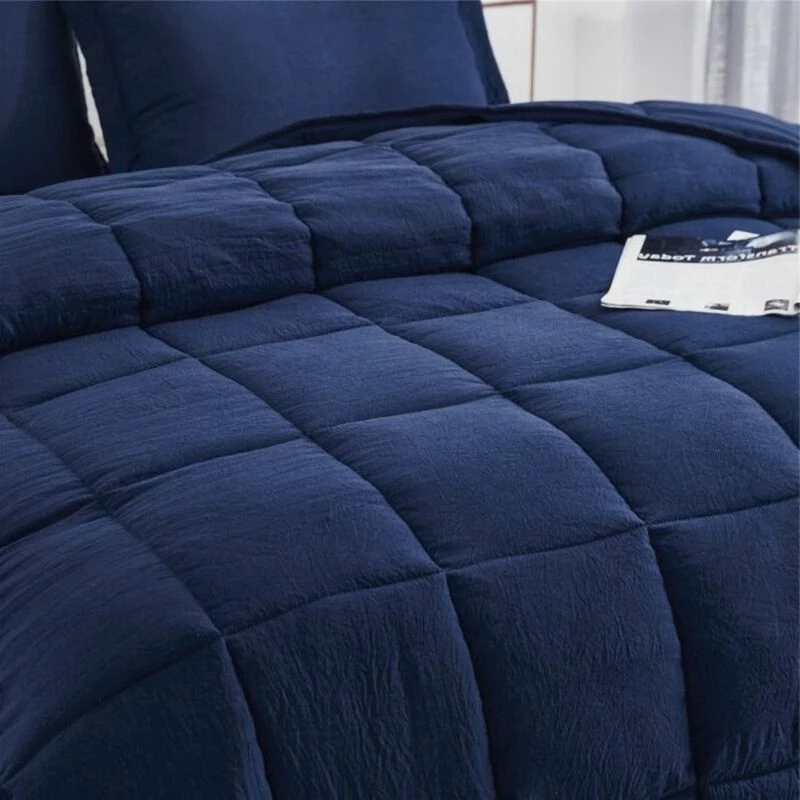 QuikFurn 3 Piece Microfiber Reversible Comforter Set Navy,Blue 4 QuikFurn 3 Piece Microfiber Reversible Comforter Set Navy,Blue - Image 4