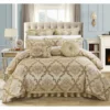 Chic Home Perfect Angelo Jacquard Scroll Fabric Complete Master Bedroom Comforter Queen Bed Set, 13 Piece