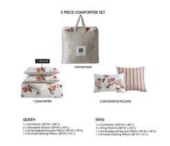 Bebejan Red Floral Vine 100% Cotton 230 Thread Count 5-Piece Reversible Comforter Set. Red -Bed Linings Sales 2024 44071a1d8fd34720ab3cae3868ee01f9