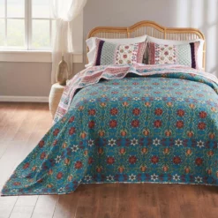 Greenland Home Fashions Thalia Cotton Boho-Style Bedspread Set - Jumbo Sized Reversible Quilt Set Multicolor -Bed Linings Sales 2024 450389e9be604e17b5b3b28b77b54227