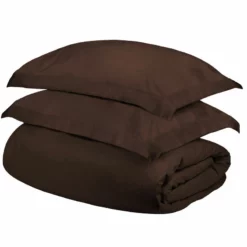 HomeRoots Dark Brown Queen Cotton Blend 400 Thread Count Washable Duvet Cover Set