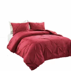 Soft Velvet Diamond Pintuck Oversized Comforter 3-Pc Set Red