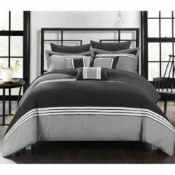 Chic Home Fullerton Hotel Collection BedBag Comforter Set With Sheets King 10 Piece Black