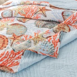 Aude 2 Piece Twin Quilt Set With Coastal Print, Multicolor-Benzara -Bed Linings Sales 2024 4df1824b209040b3891f59ea5655da98